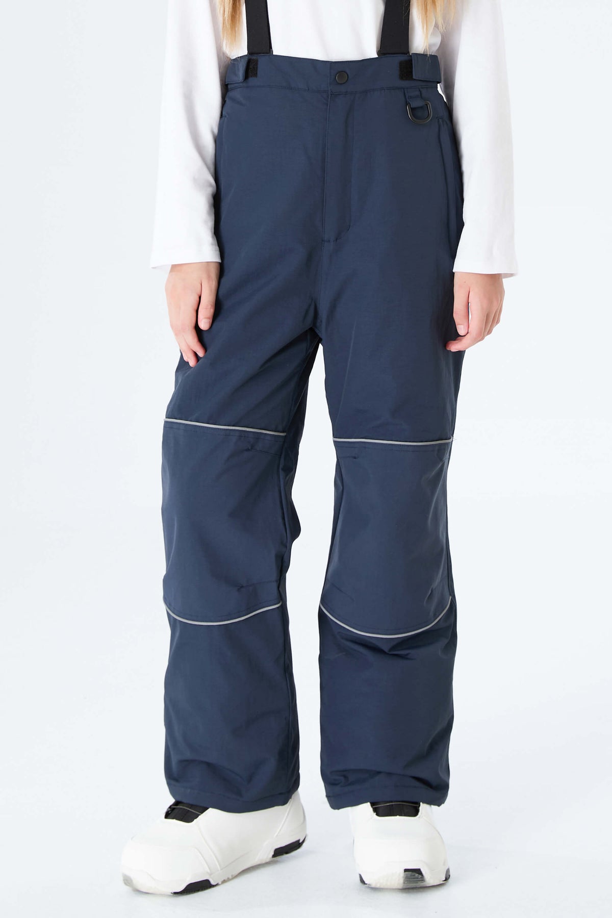 Girls' Off White Reflective Piping Insulated Snow Pants