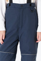 Girls' Navy Blue Reflective Piping Insulated Snow Pants