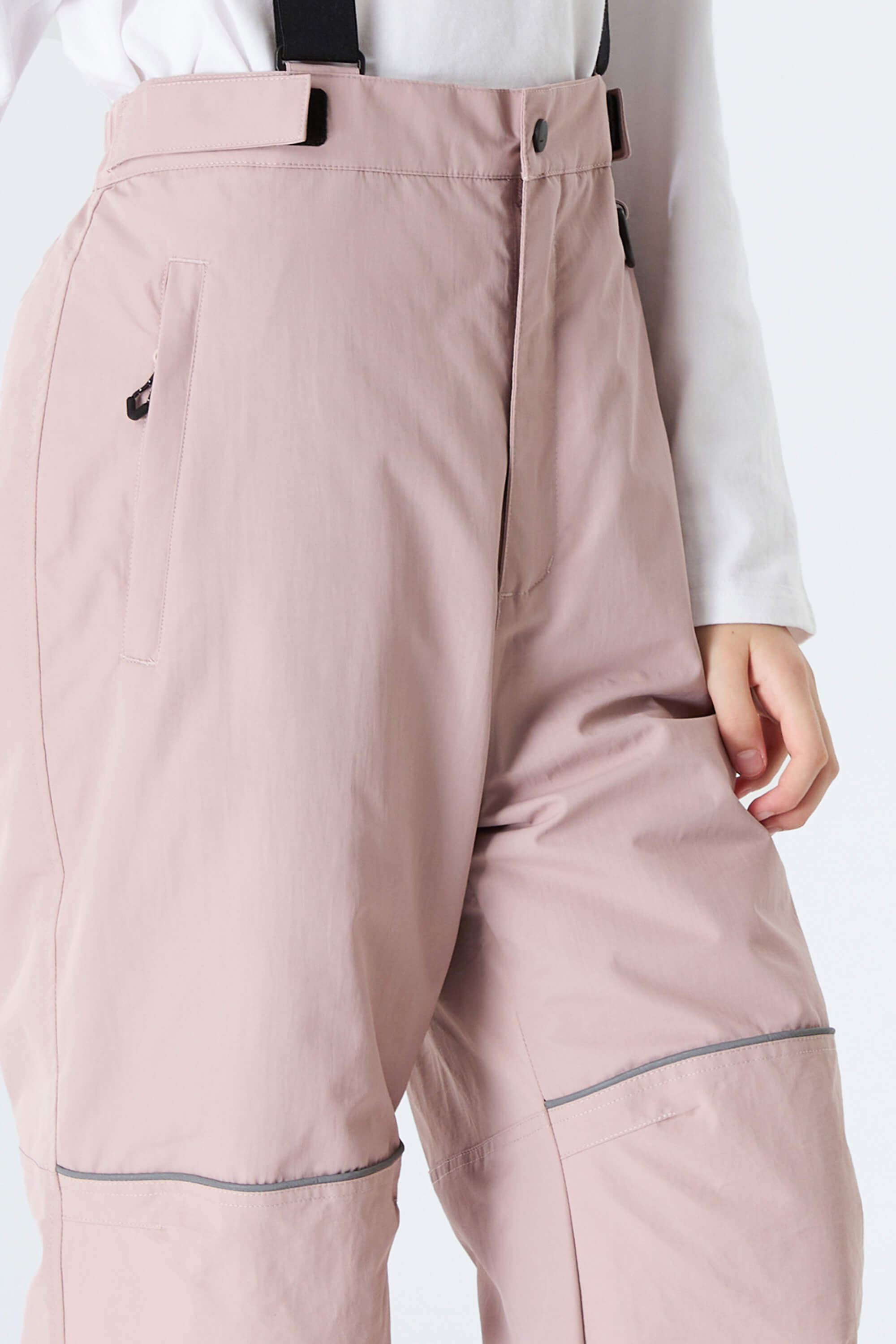 Girls' Pink Reflective Piping Insulated Waterproof Snow Pants Toissijaiskuva
