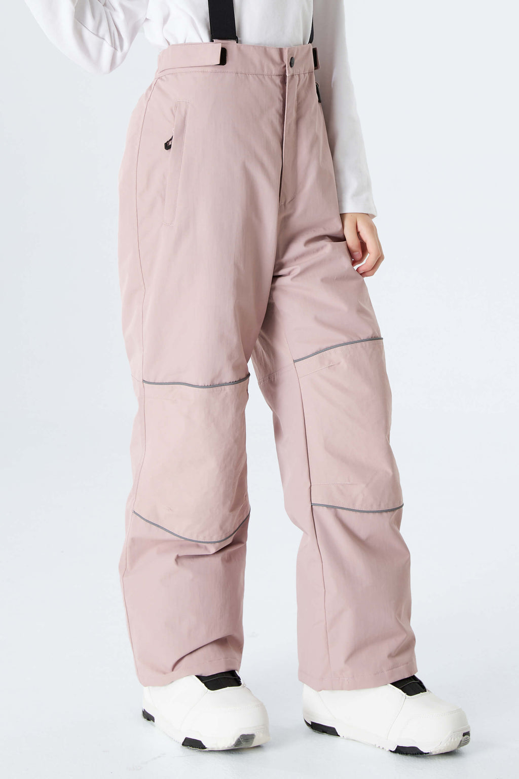Girls' Pink Reflective Piping Insulated Snow Pants