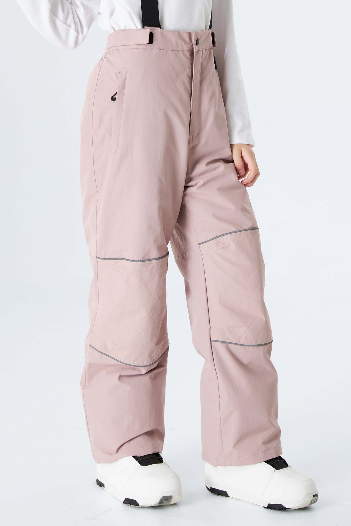 Girls' Pink Reflective Piping Insulated Snow Pants