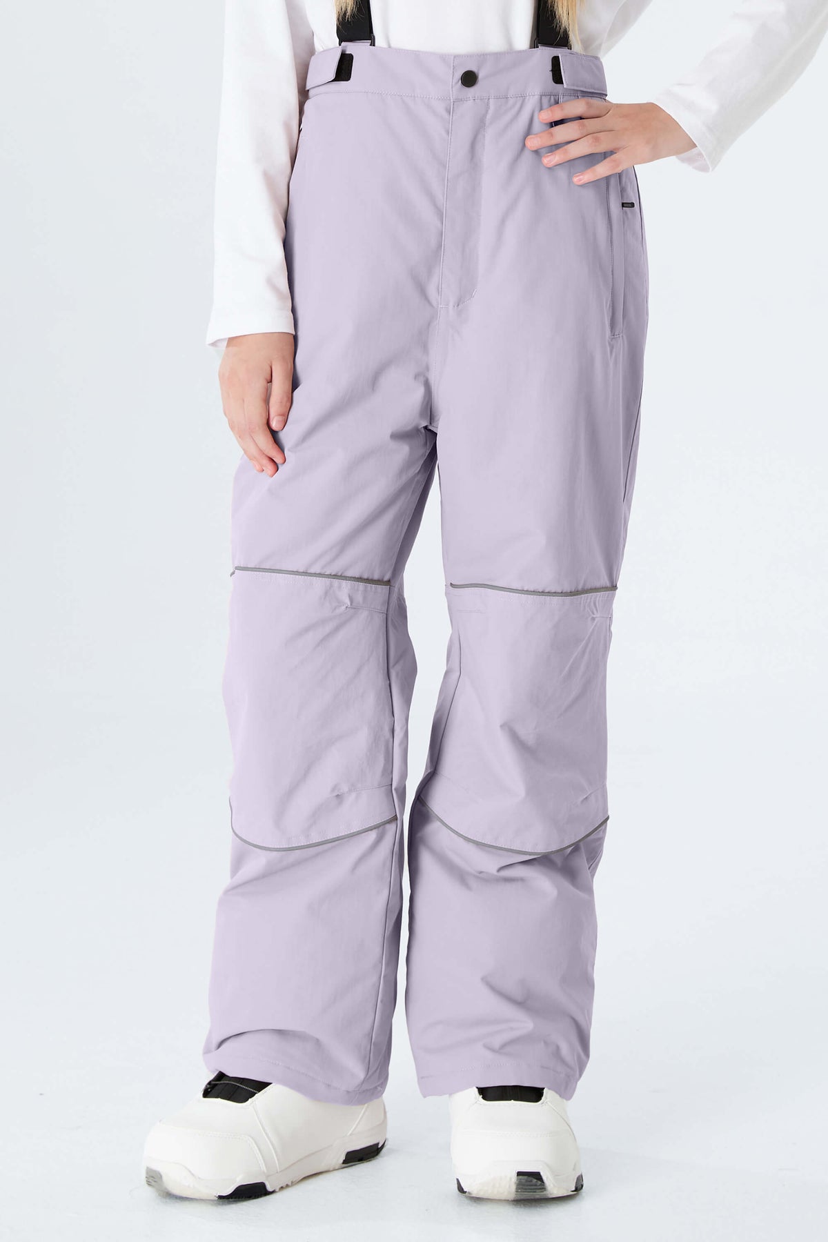 Girls' Navy Blue Reflective Piping Insulated Snow Pants