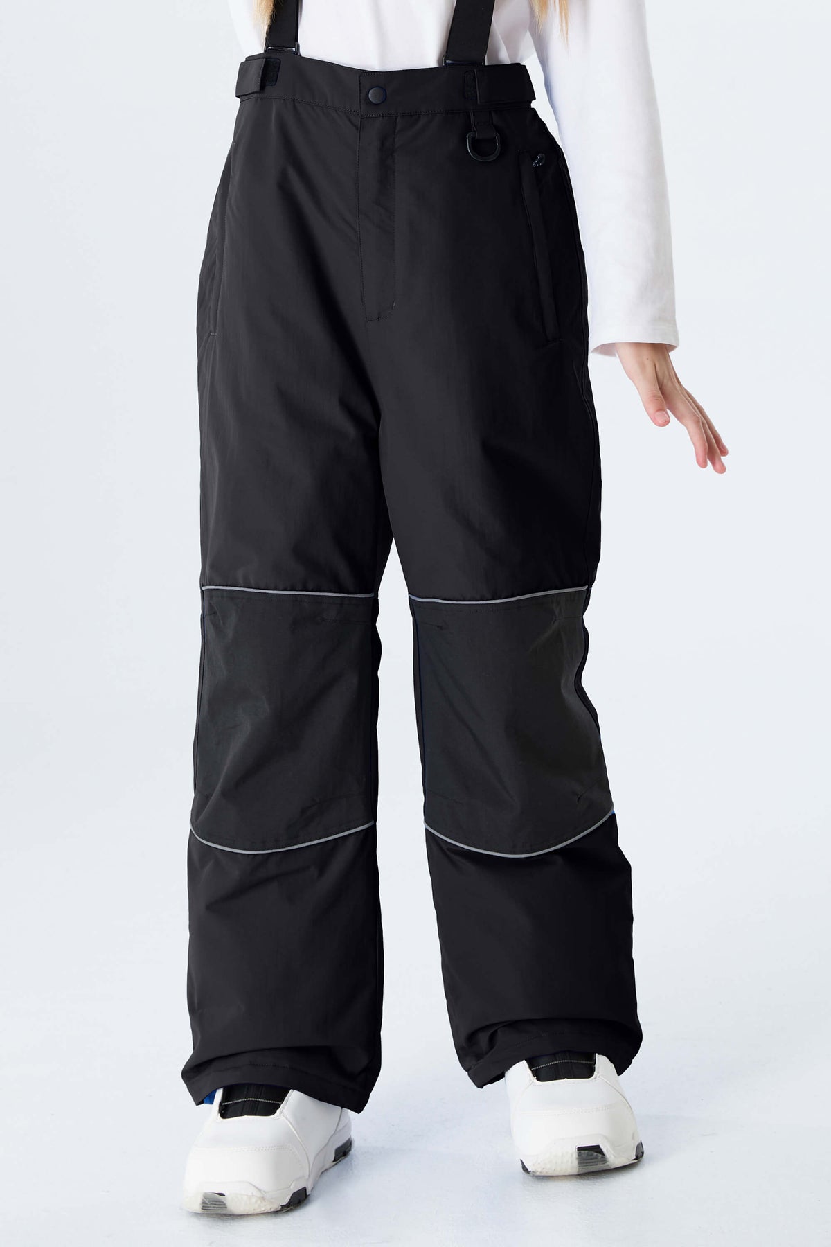 Girls' Navy Blue Color-Block Reflective Insulated Snow Pants