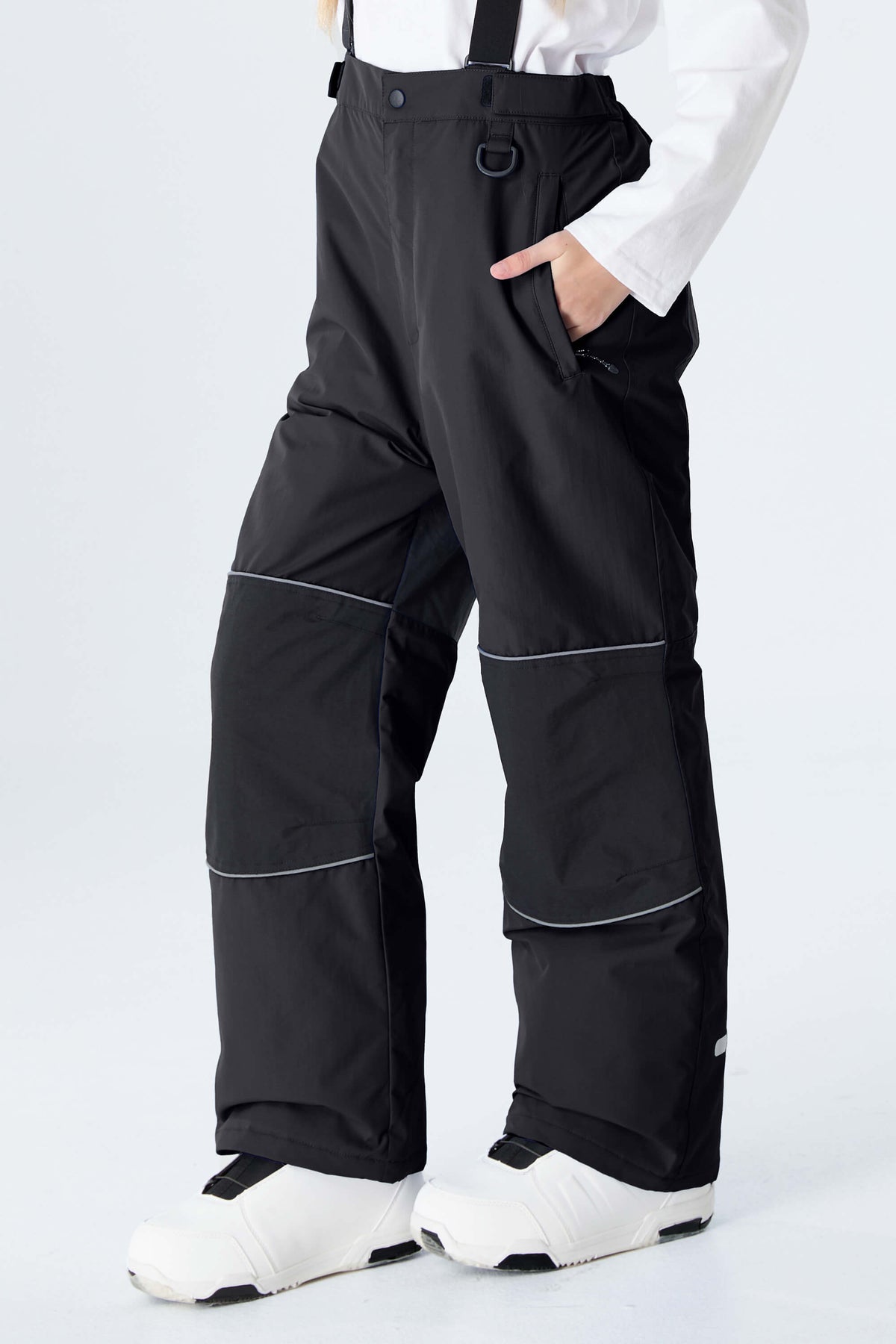 Girls' Navy Blue Color-Block Reflective Insulated Snow Pants