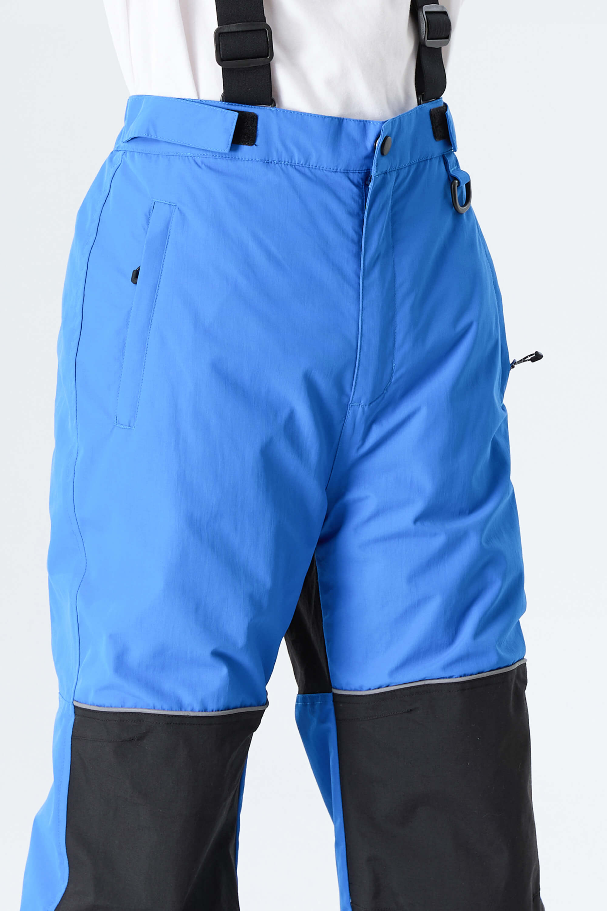 Boys' Bright Blue Color-Block Reflective Snow Pants With Detachable Suspenders Toissijaiskuva