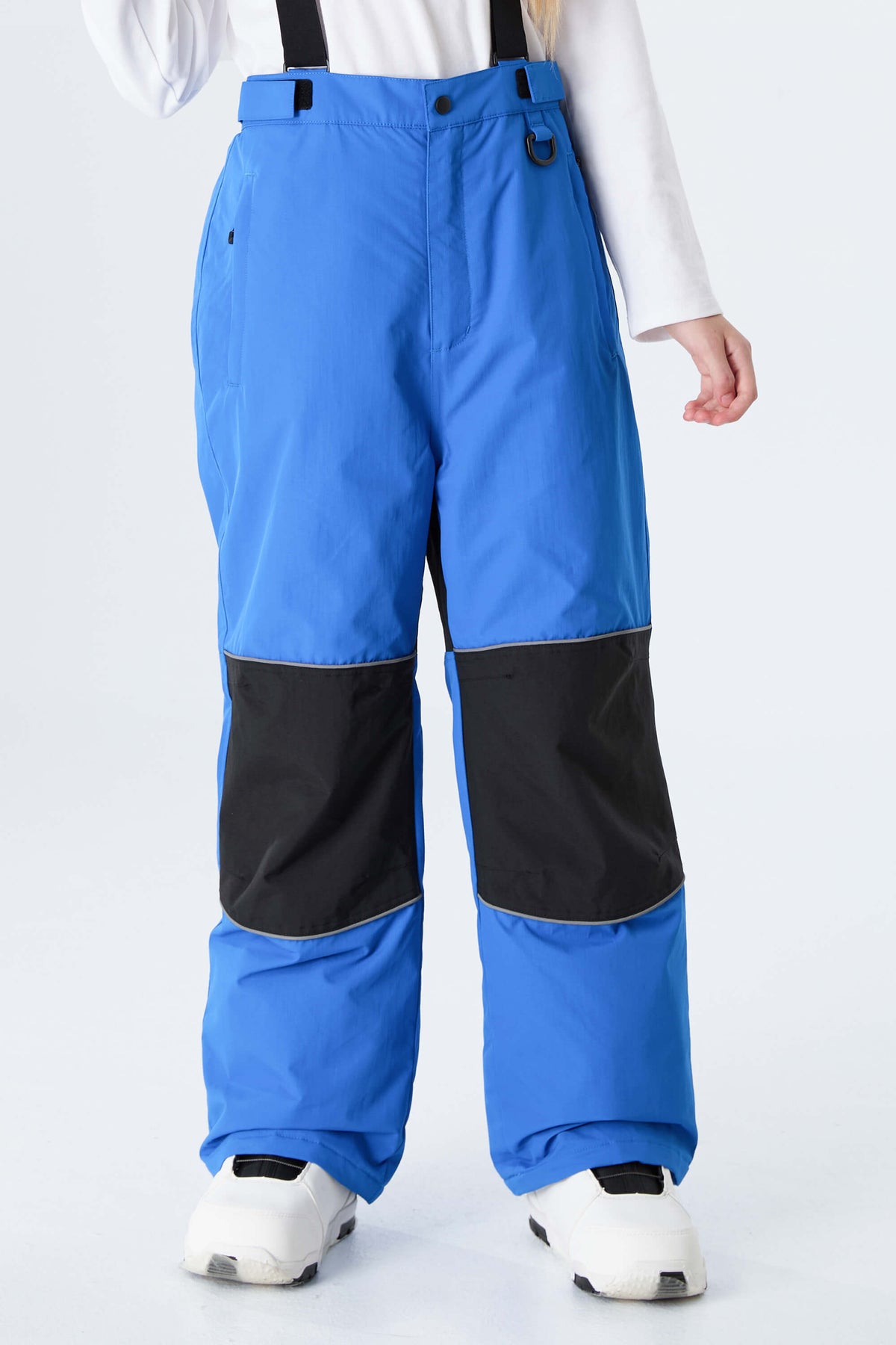 Girls' Gray Color-Block Reflective Insulated Snow Pants