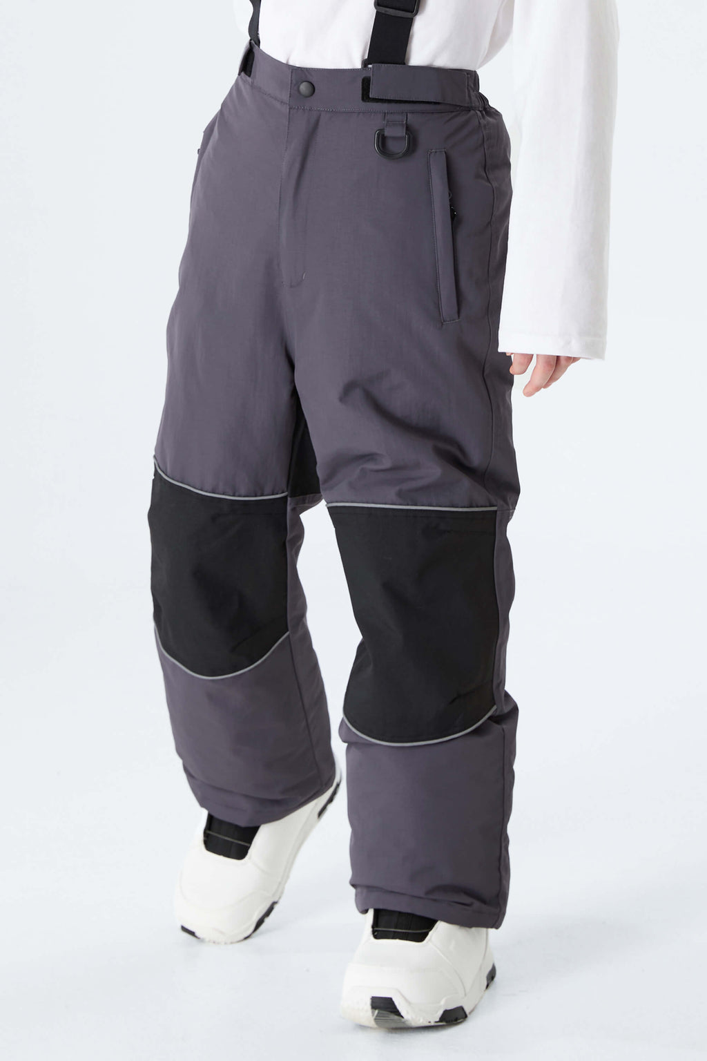 Boys' Gray Color-Block Reflective Insulated Snow Pants