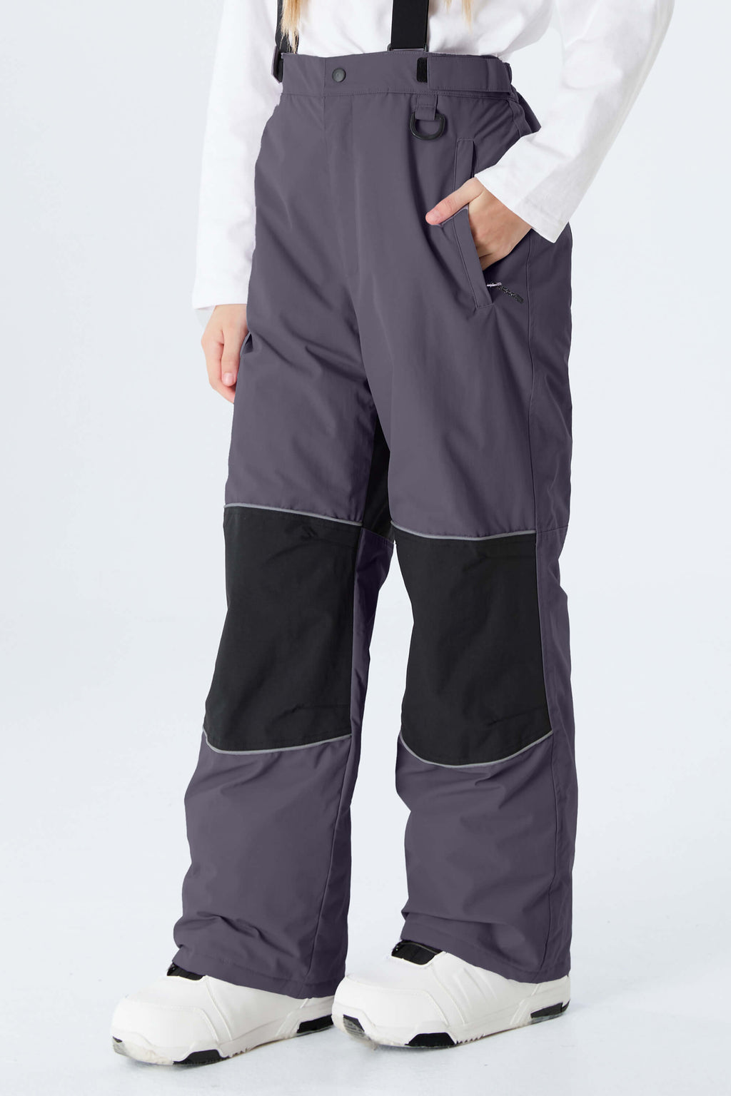 Girls' Lavender Color-Block Reflective Insulated Snow Pants