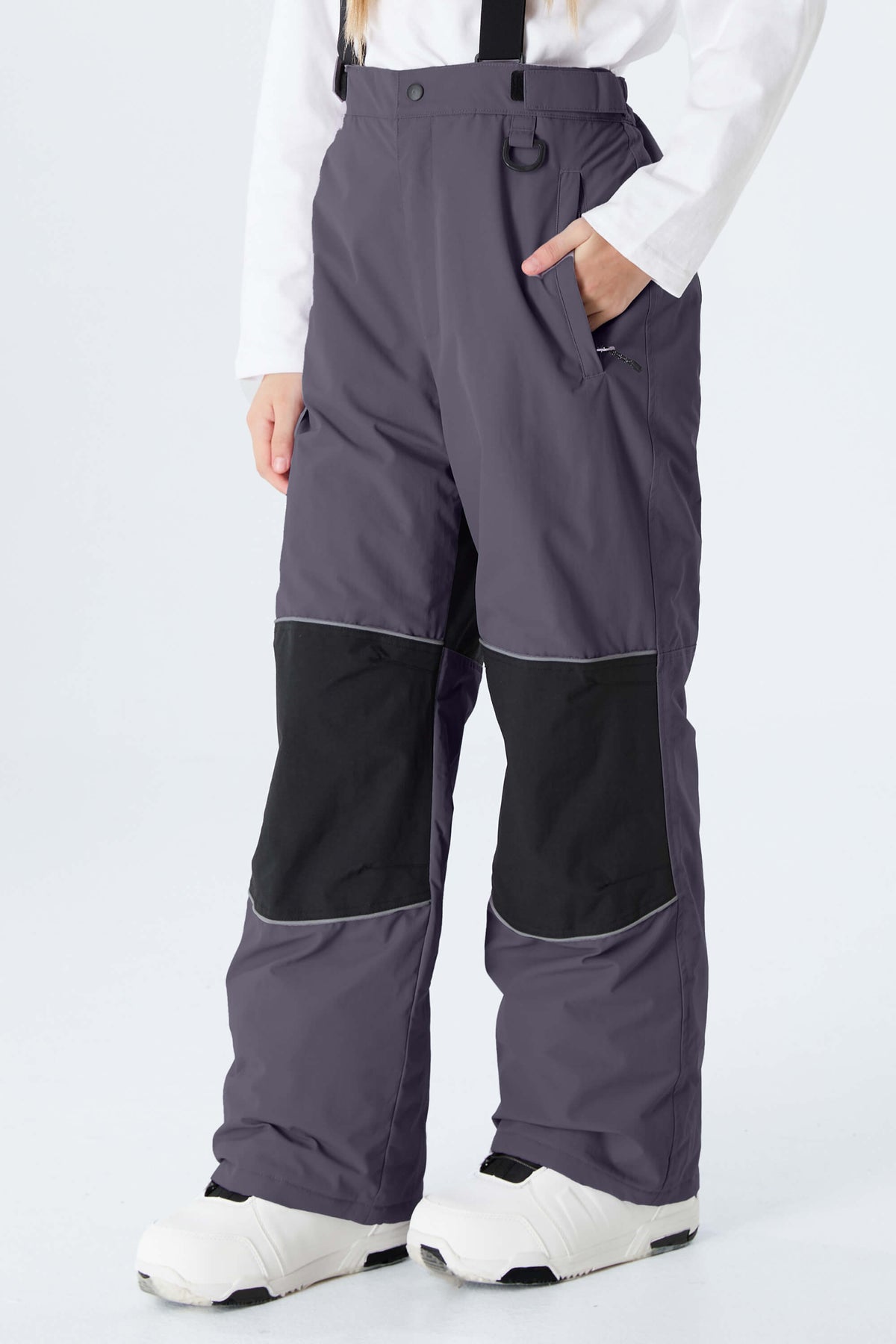 Girls' Lavender Color-Block Reflective Insulated Snow Pants