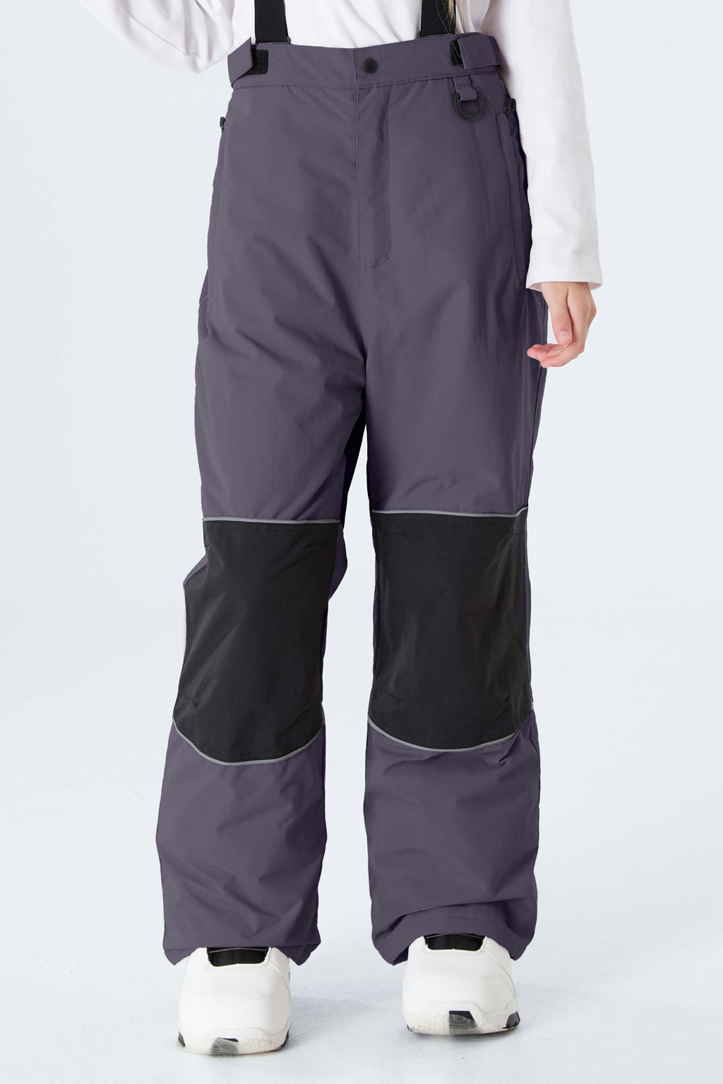 Girls' Off White Color-Block Reflective Insulated Snow Pants