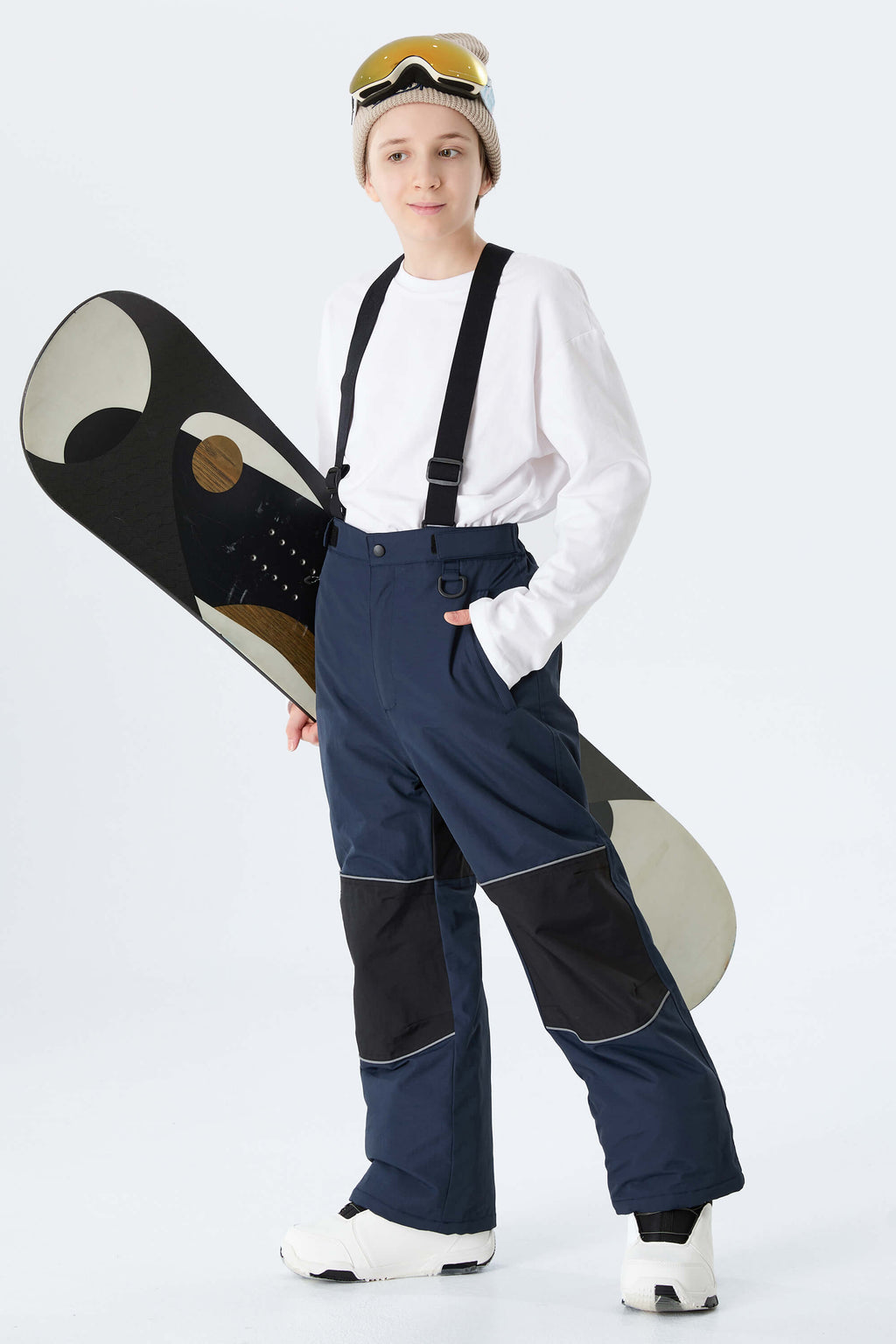 Boys' Gray Color-Block Reflective Insulated Snow Pants