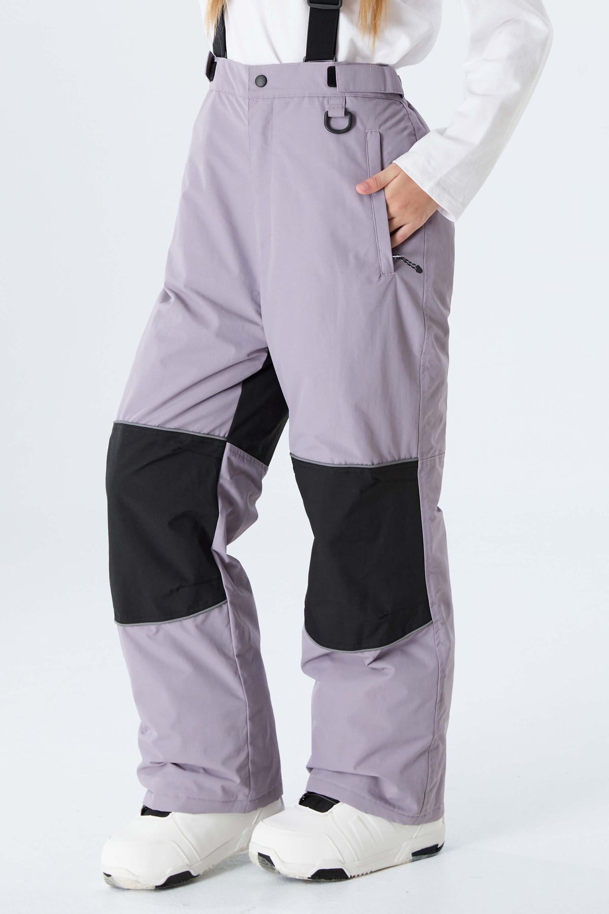 Girls' Pink Color-Block Reflective Insulated Snow Pants