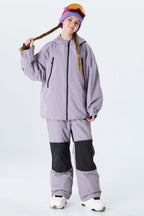 Girls' Navy Blue Color-Block Reflective Insulated Snow Pants