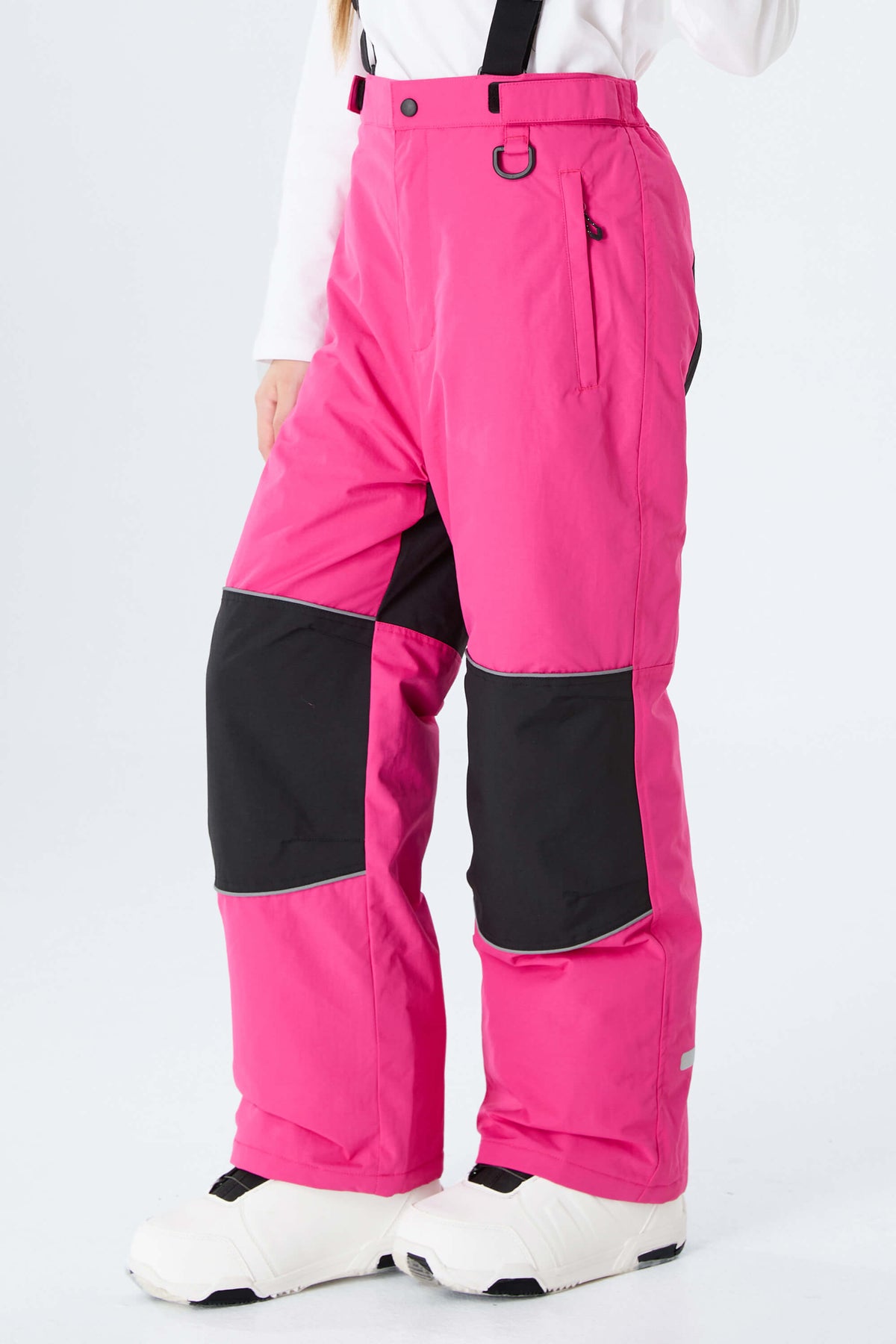 Girls' Off White Color-Block Reflective Insulated Snow Pants