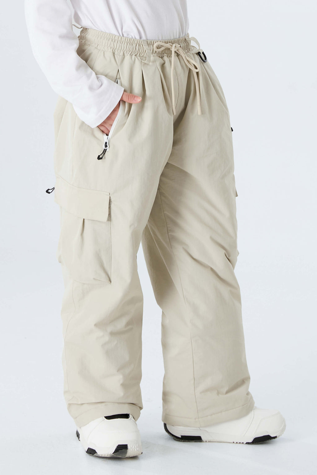 Boys' Off White Utility Baggy Insulated Snow Pants