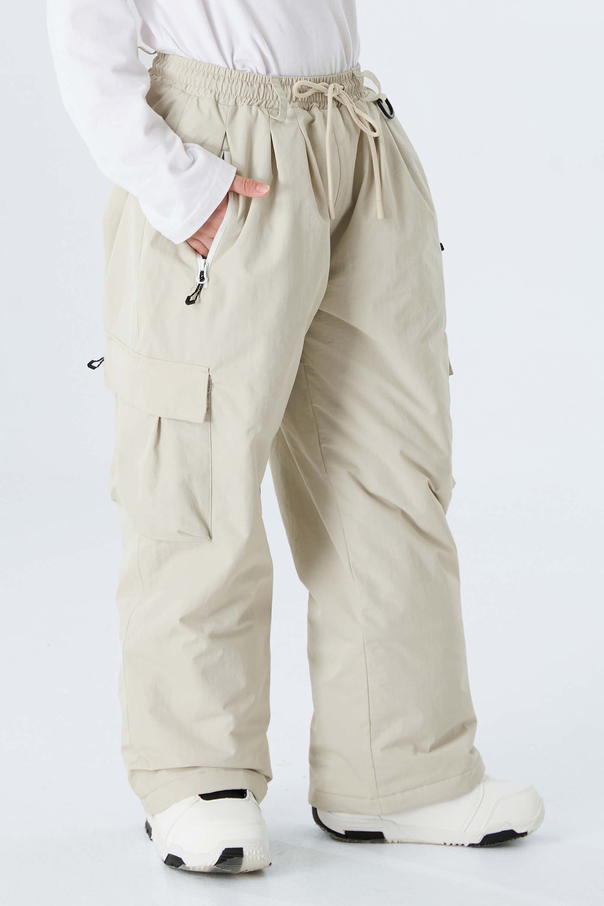 Boys' Off White Utility Baggy Insulated Snow Pants