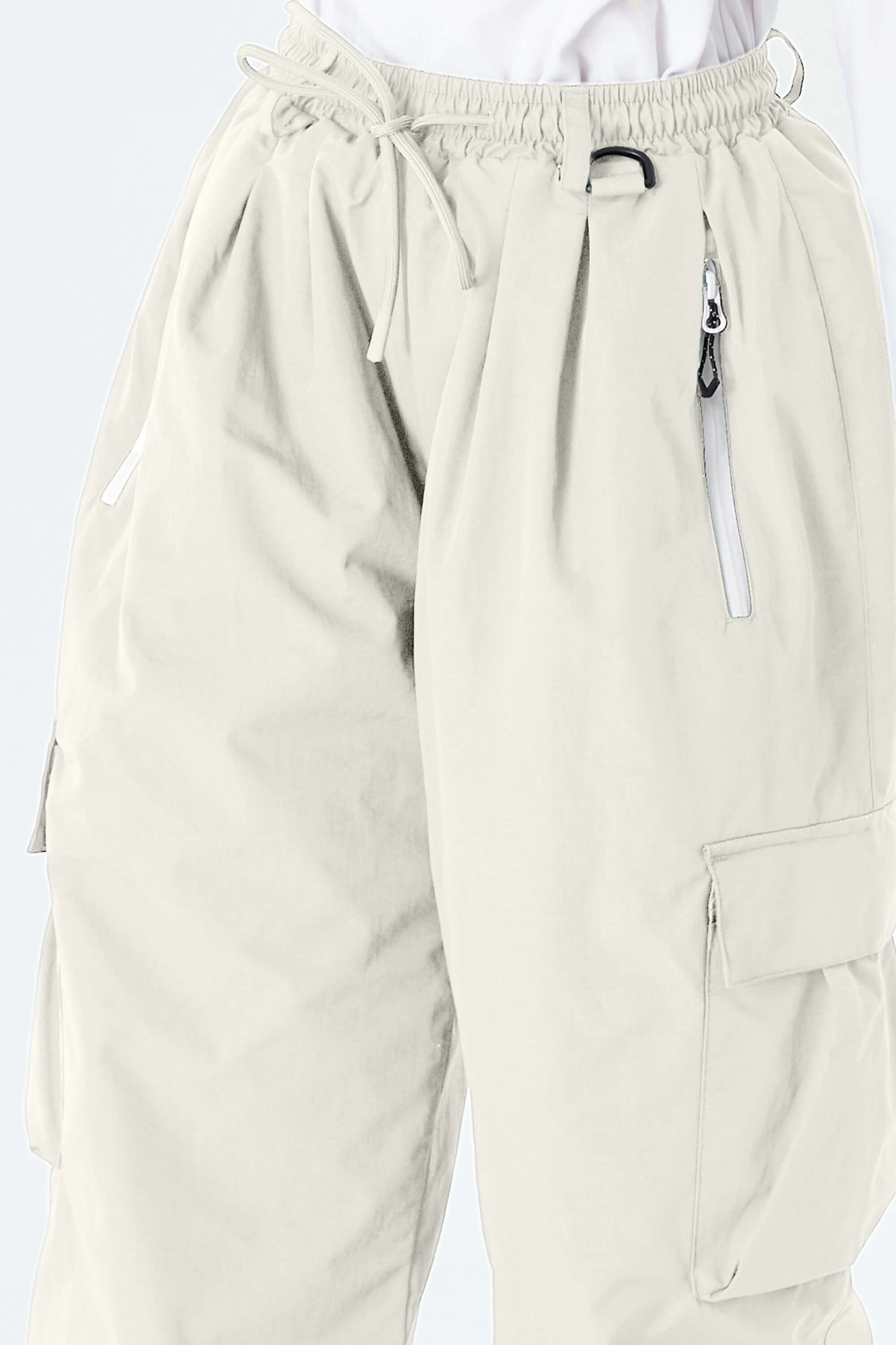 Girls' Off White Insulated Baggy Snow Pants With Cargo Pockets Sekundarna slika izdelka