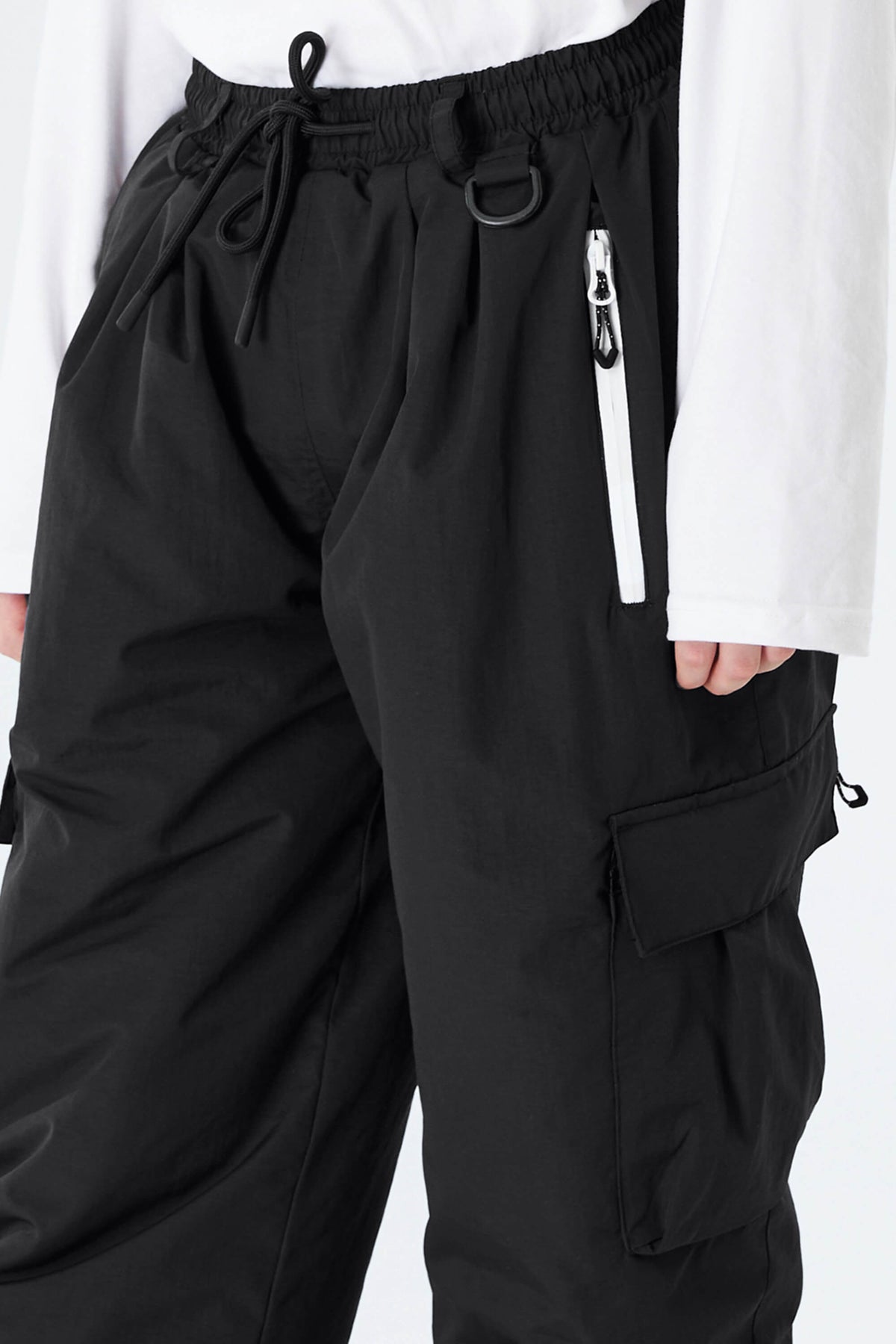 Boys' Black Utility Baggy Insulated Snow Pants