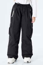 Girls' Black Utility Baggy Insulated Snow Pants