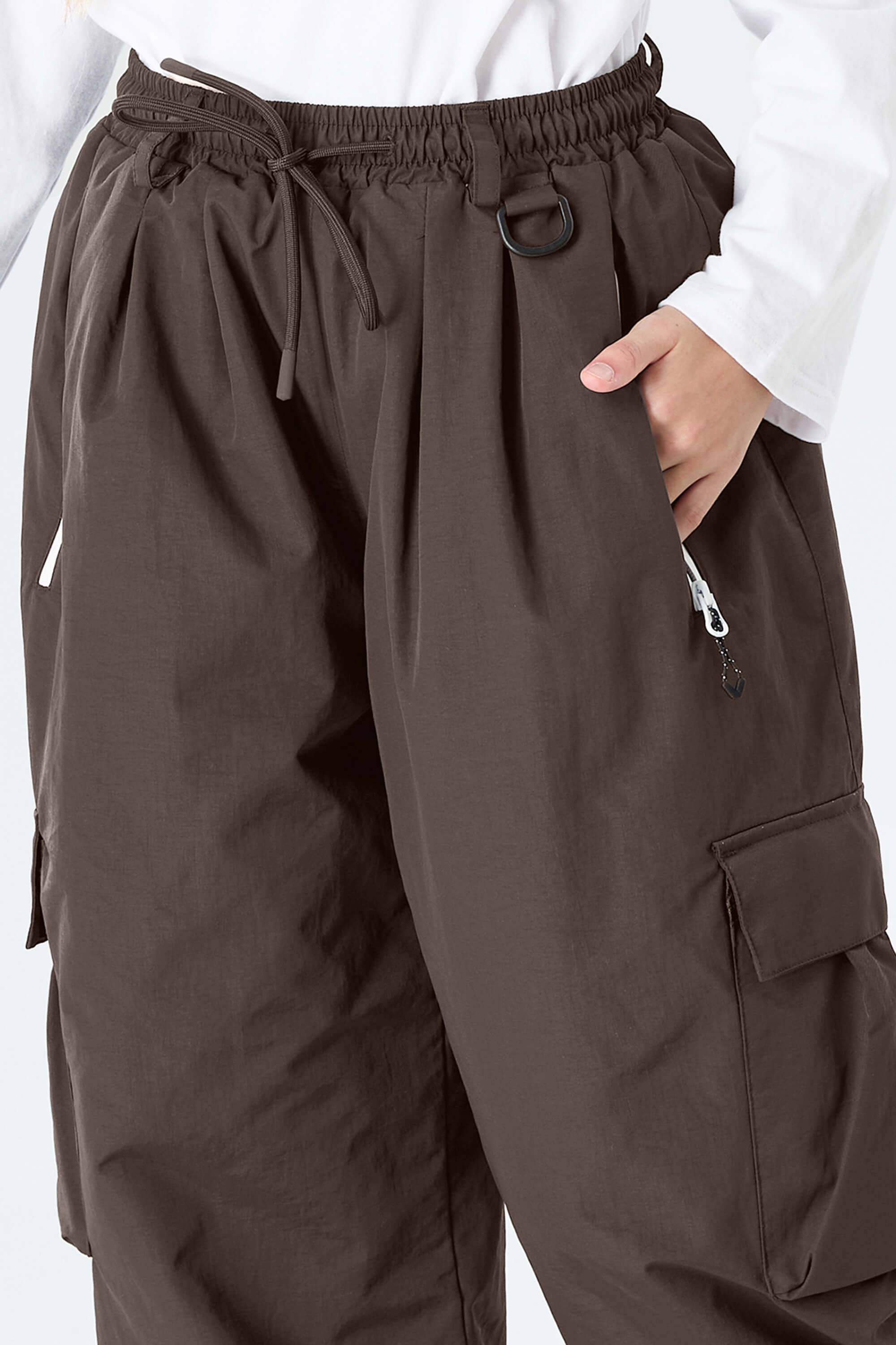 Girls' Brown Insulated Baggy Snow Pants With Cargo Pockets Sekundarna slika izdelka