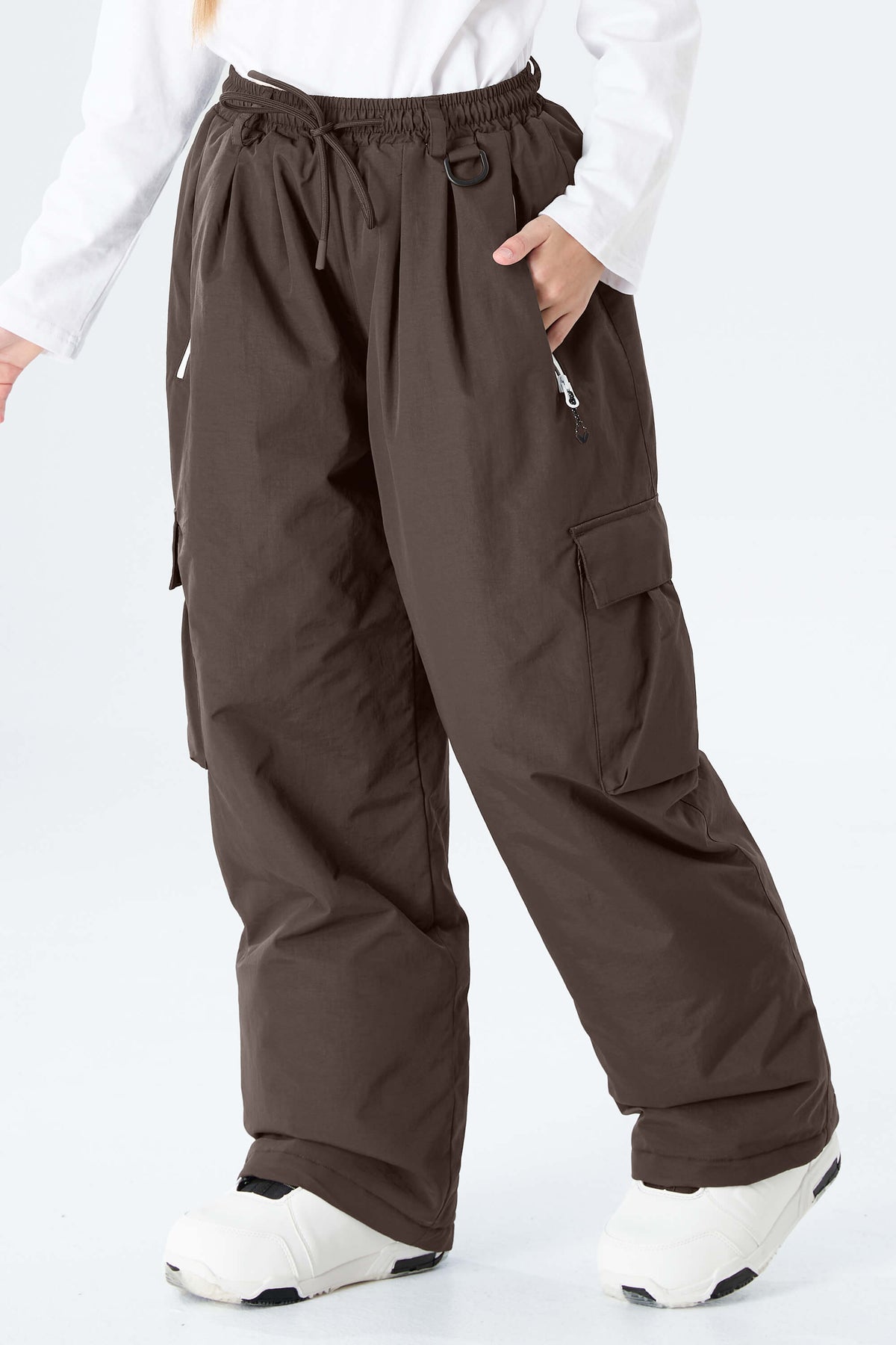 Girls' Brown Utility Baggy Insulated Snow Pants