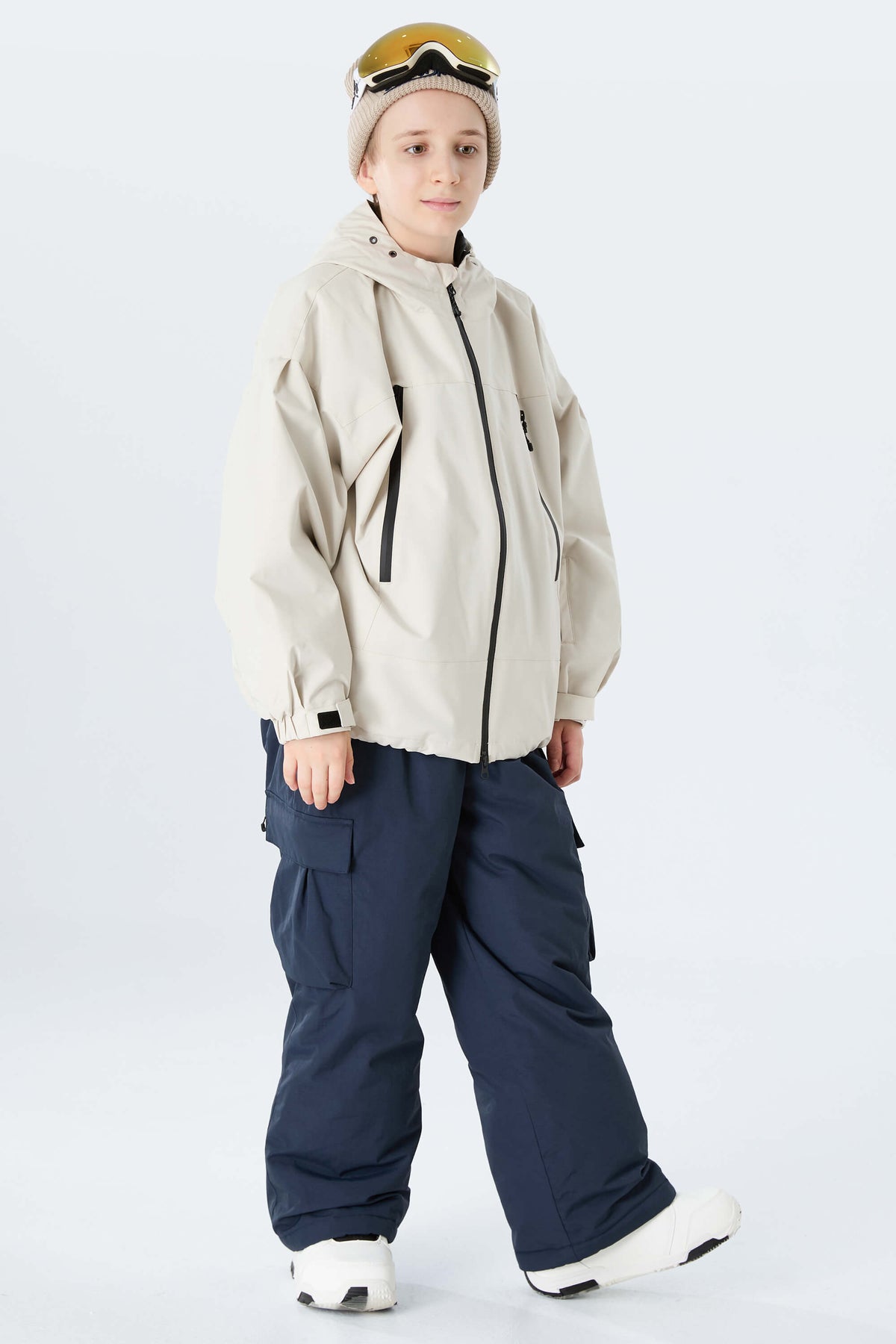 Boys' Off White Utility Baggy Insulated Snow Pants