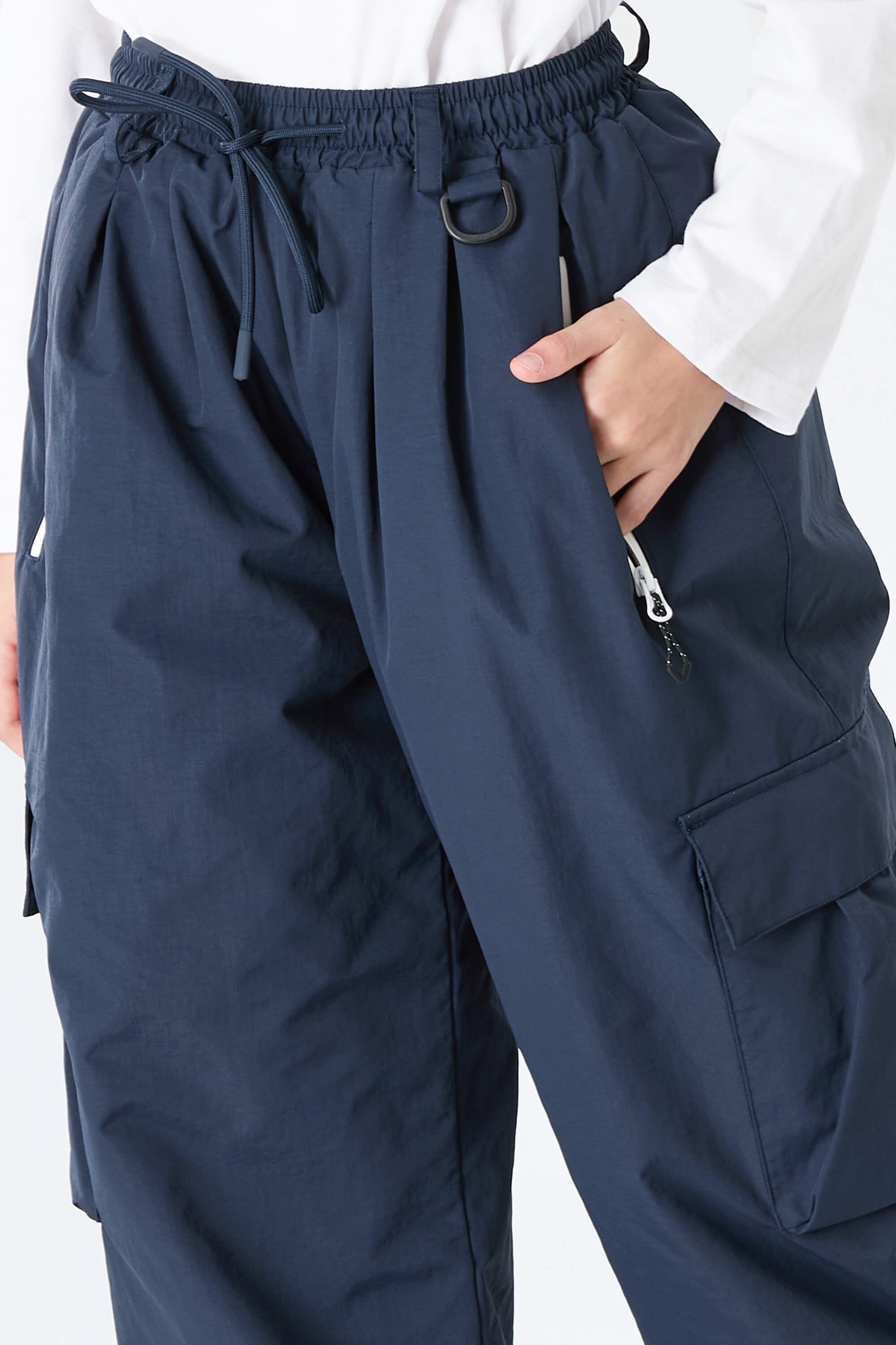 Girls' Navy Blue Insulated Baggy Snow Pants With Cargo Pockets Sekundarna slika izdelka