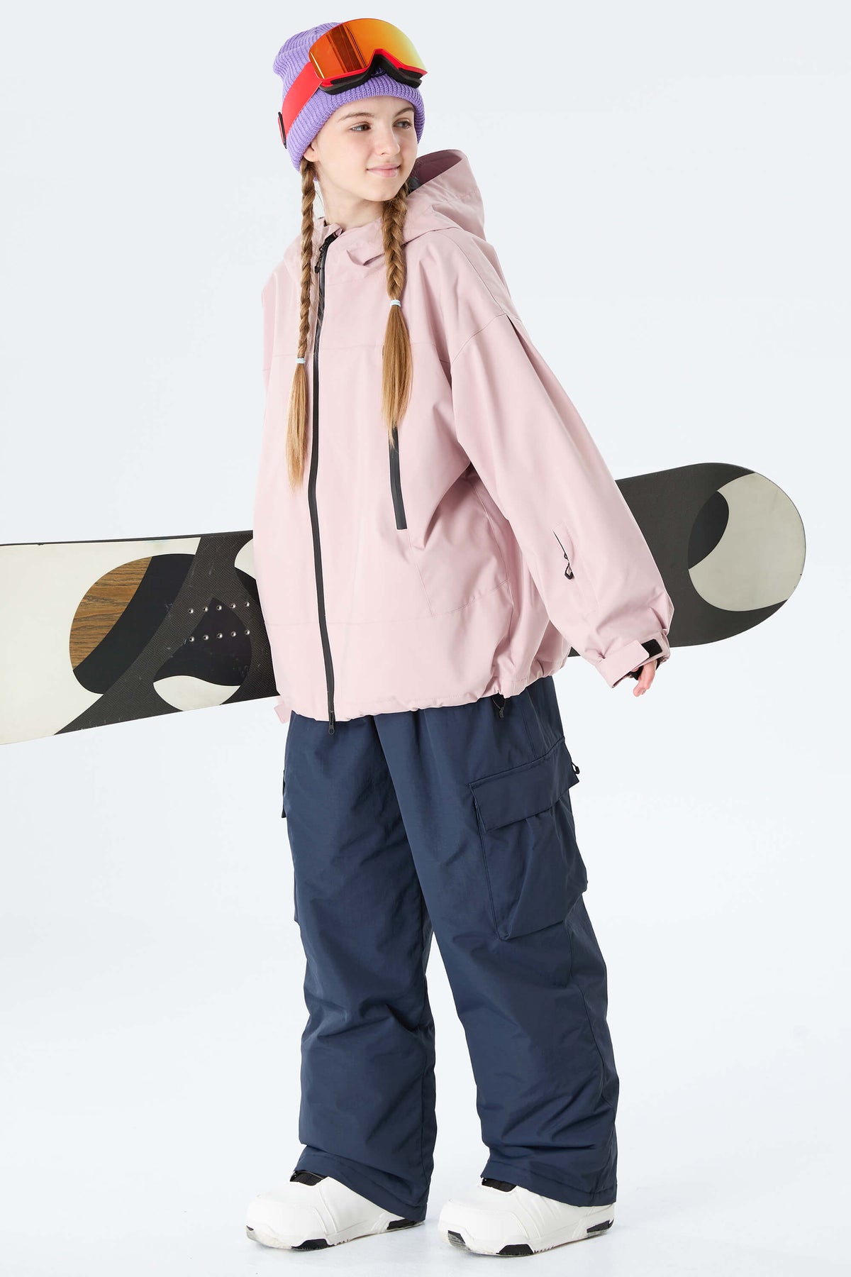 Girls' Navy Blue Utility Baggy Insulated Snow Pants