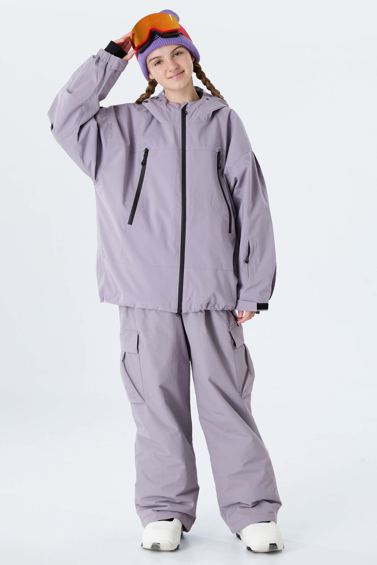 Girls' Brown Utility Baggy Insulated Snow Pants