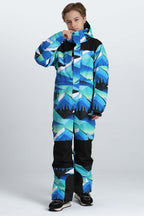 Boys' Army Green Contrast-Panel Insulated One-Piece Ski Suit