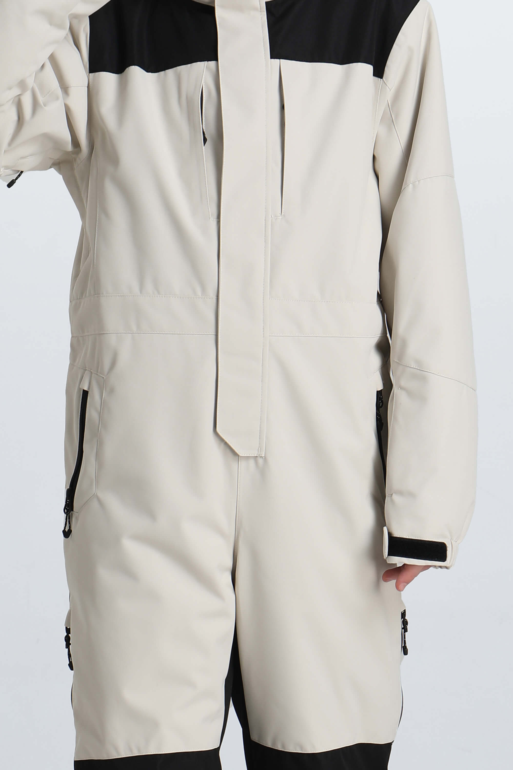 Boys' Off White Fleece-Collar Insulated One-Piece Ski Suit Toissijaiskuva