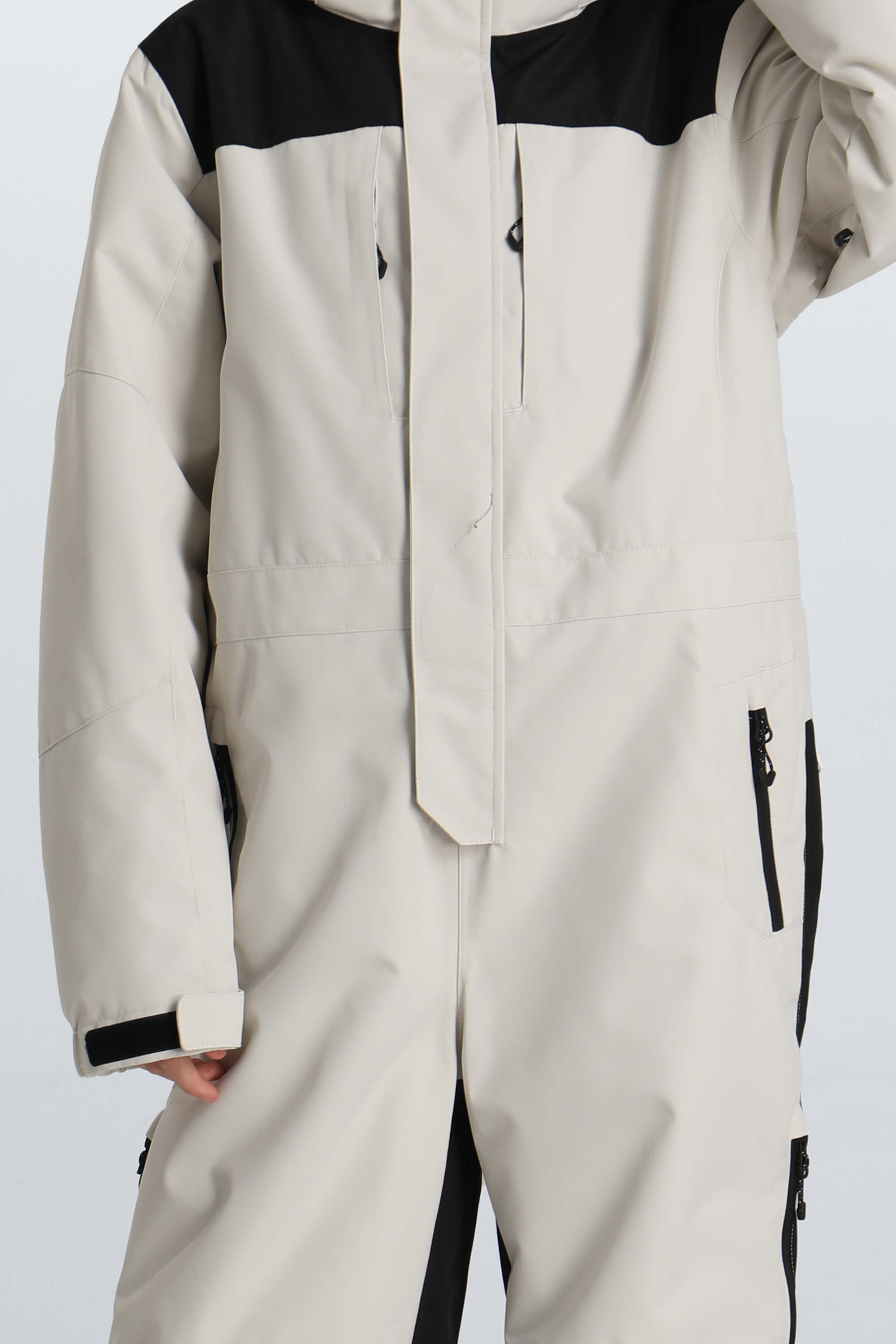 Girls' Off White Fleece-Collar Insulated One-Piece Ski Suit Sekundarna slika izdelka