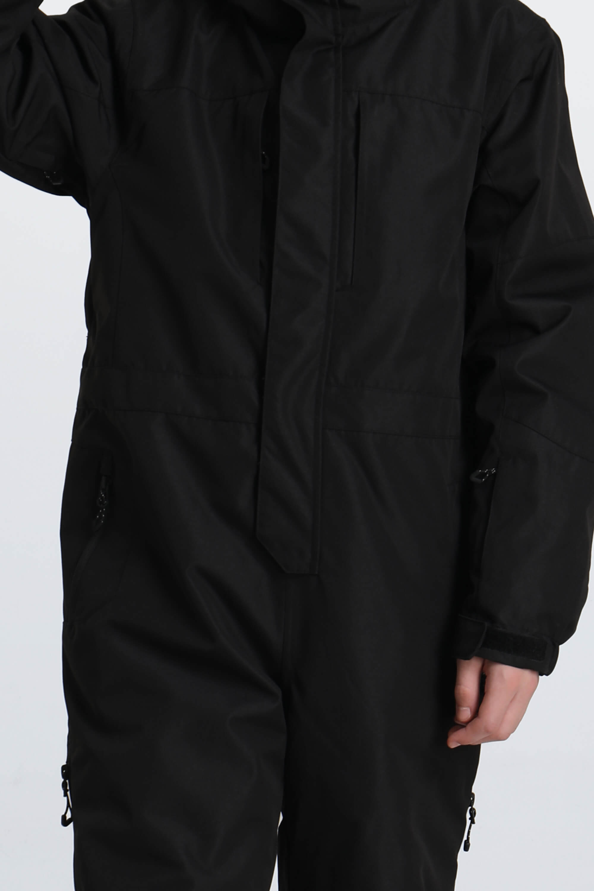 Boys' Black Fleece-Collar Insulated One-Piece Ski Suit Toissijaiskuva