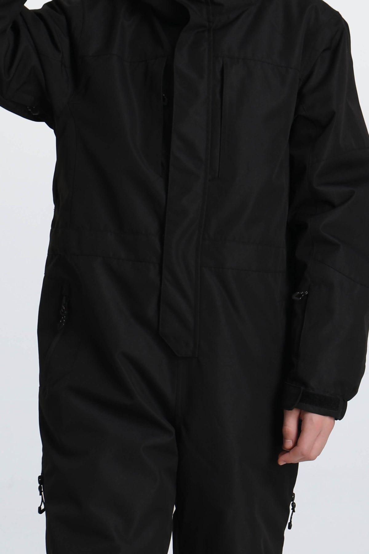 Boys' Black Contrast-Panel Insulated One-Piece Ski Suit