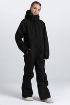 Girls' Pink Mountain Contrast-Panel Insulated One-Piece Ski Suit
