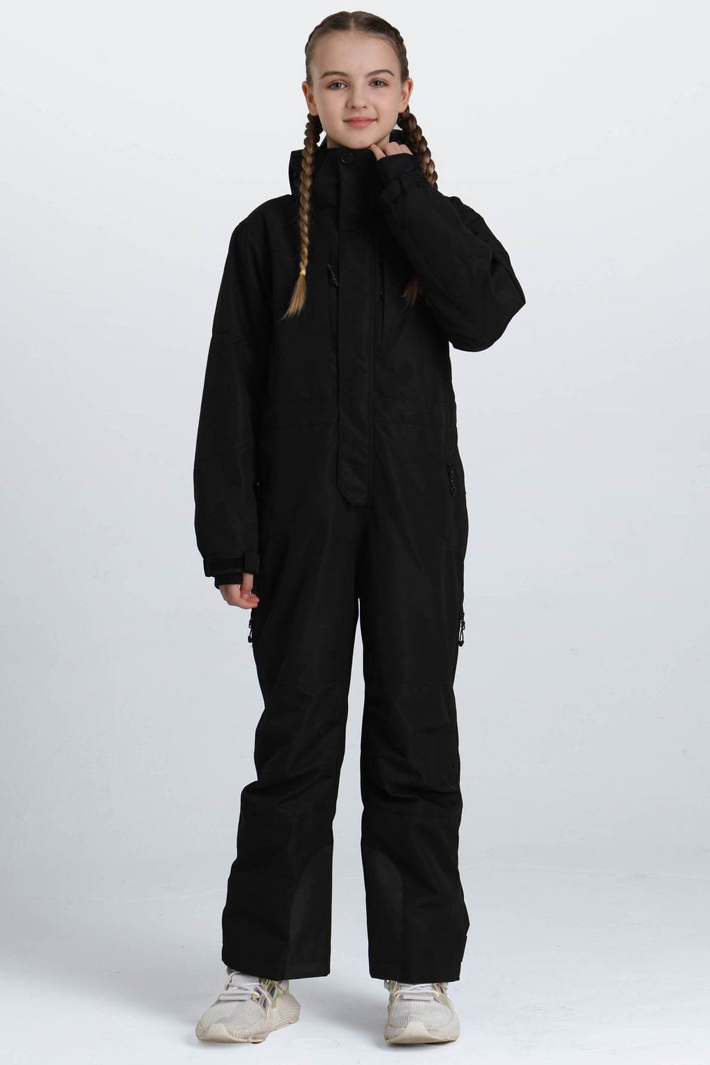 Girls' Pink Mountain Contrast-Panel Insulated One-Piece Ski Suit