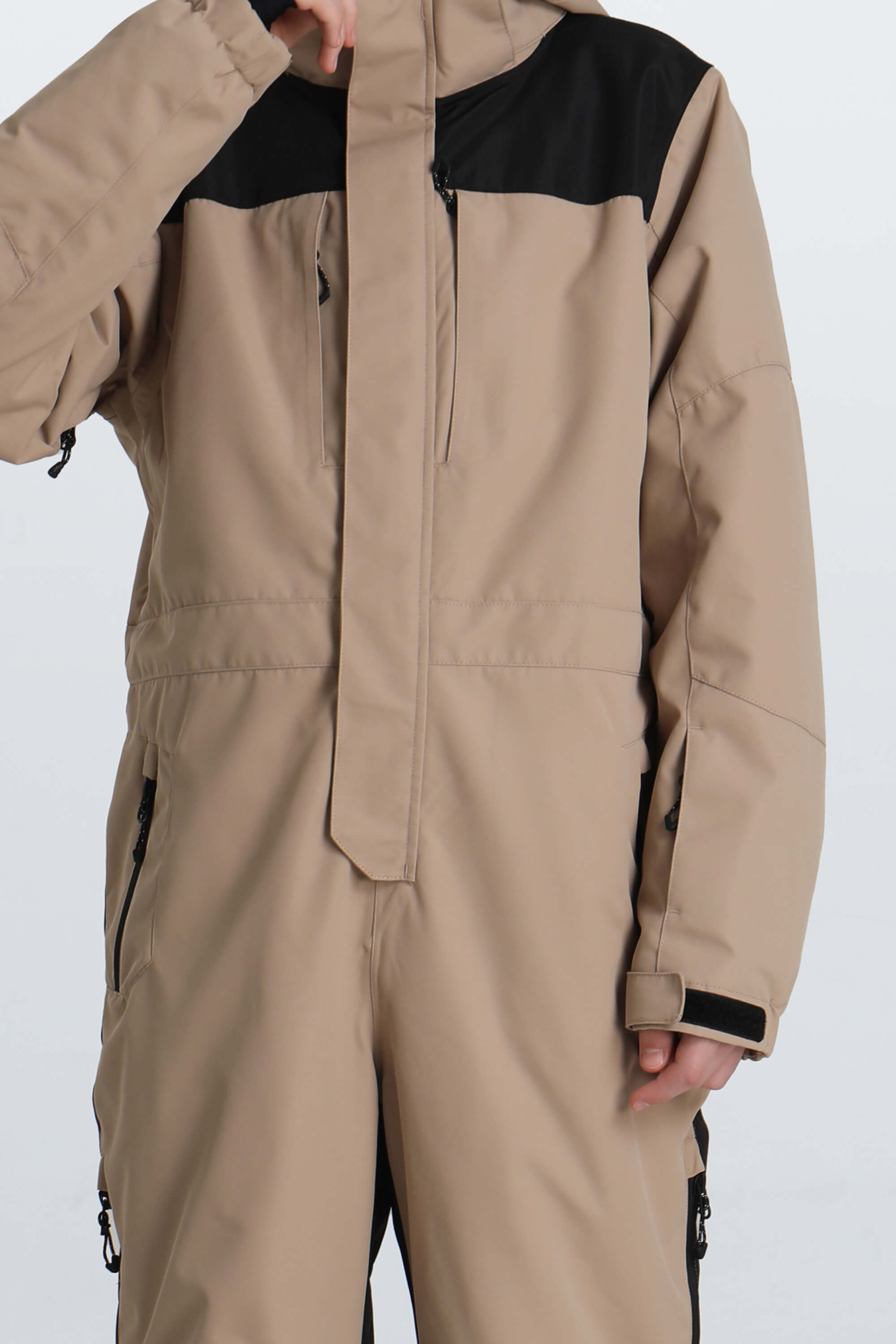 Boys' Khaki  Fleece-Collar Insulated One-Piece Ski Suit Toissijaiskuva