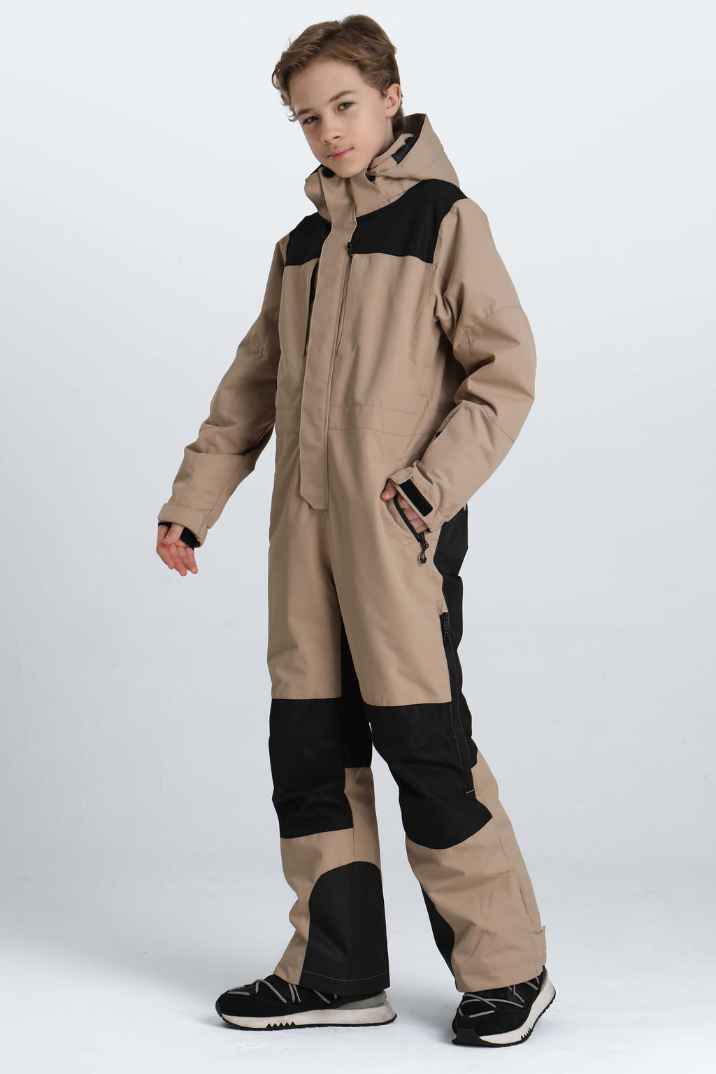 Boys' Blue Mountain Contrast-Panel Insulated One-Piece Ski Suit