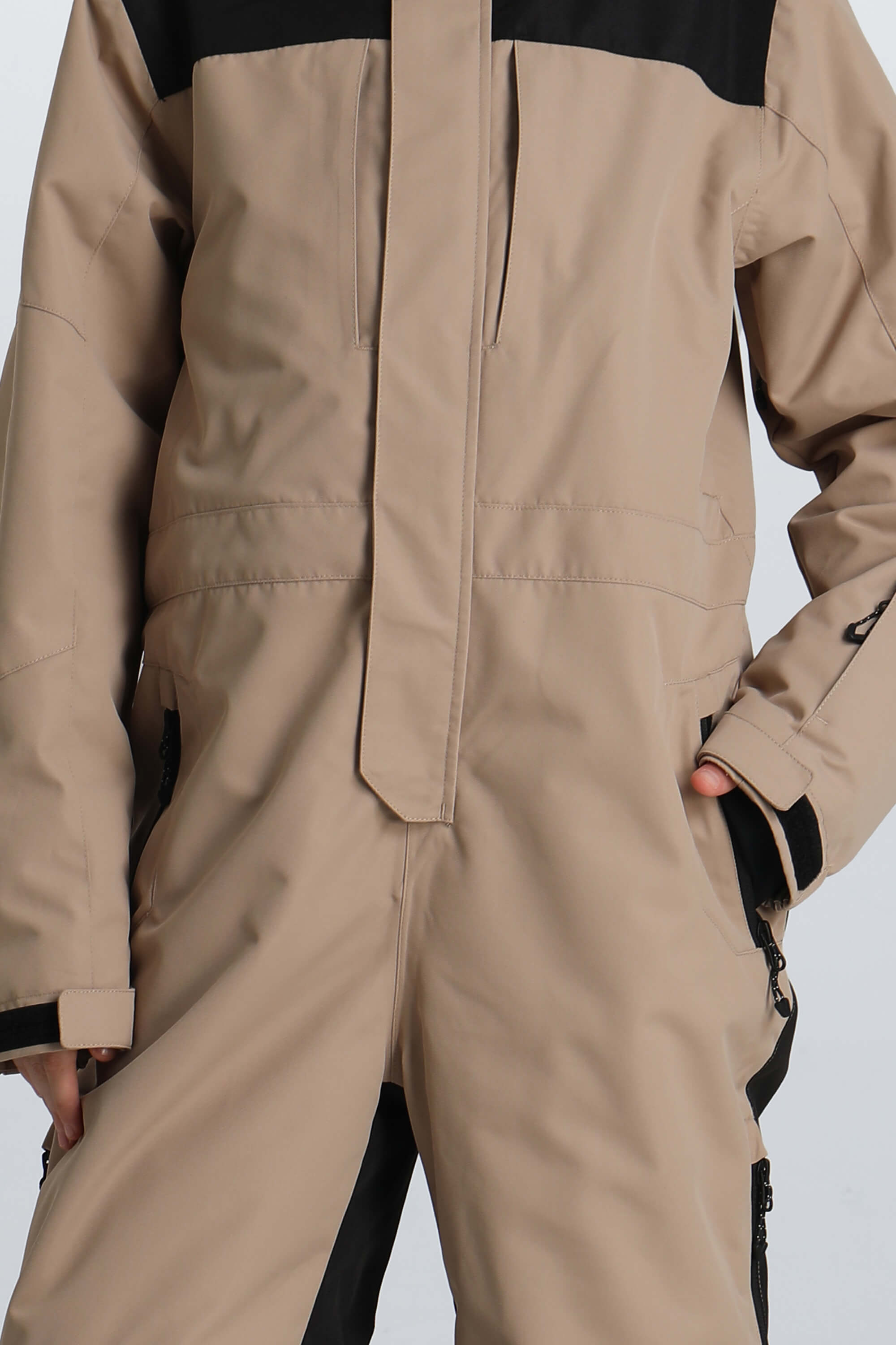 Girls' Khaki Fleece-Collar Insulated One-Piece Ski Suit Sekundarna slika izdelka
