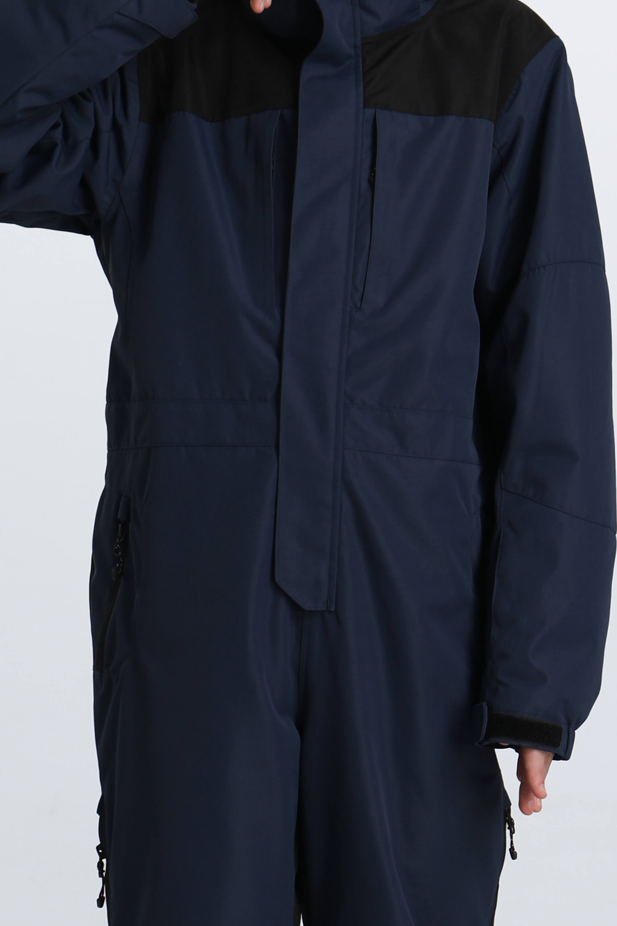 Boys' Navy Blue Fleece-Collar Insulated One-Piece Ski Suit Toissijaiskuva