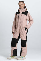 Girls' Lavender Contrast-Panel Insulated One-Piece Ski Suit