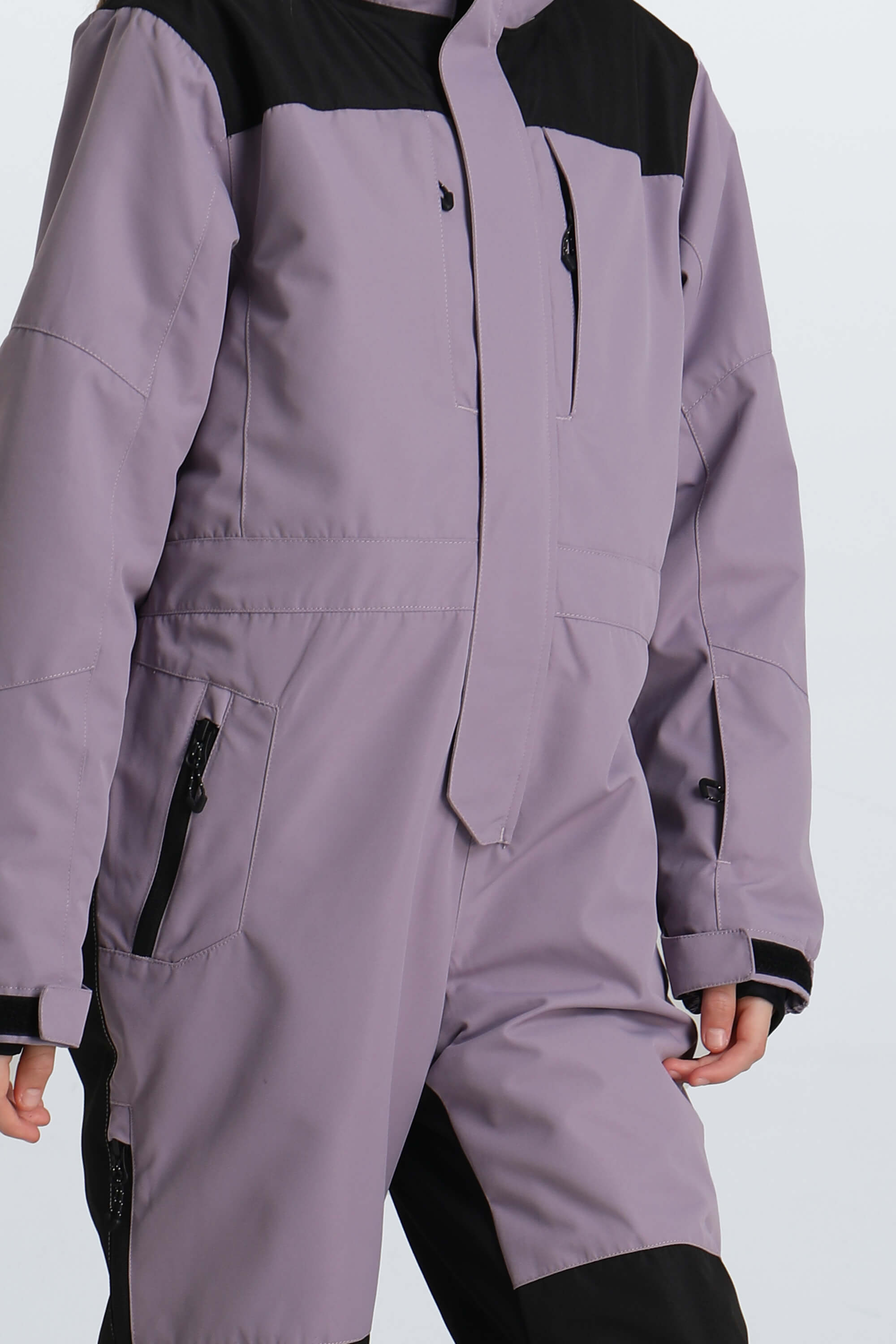 Girls' Lavender Fleece-Collar Insulated One-Piece Ski Suit Sekundarna slika izdelka