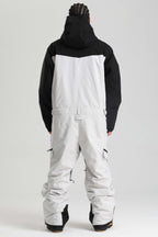 Men's Black & White Insulated Color-Block Utility Baggy One-Piece Ski Suit Snowboard Suit