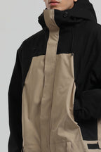 Men's Black & White Insulated Color-Block Utility Baggy One-Piece Ski Suit Snowboard Suit