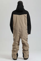 Men's Black & Khaki Insulated Color-Block Utility Baggy One-Piece Ski Suit Snowboard Suit