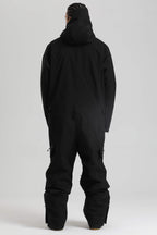 Men's Black Insulated Color-Block Utility Baggy One-Piece Ski Suit Snowboard Suit