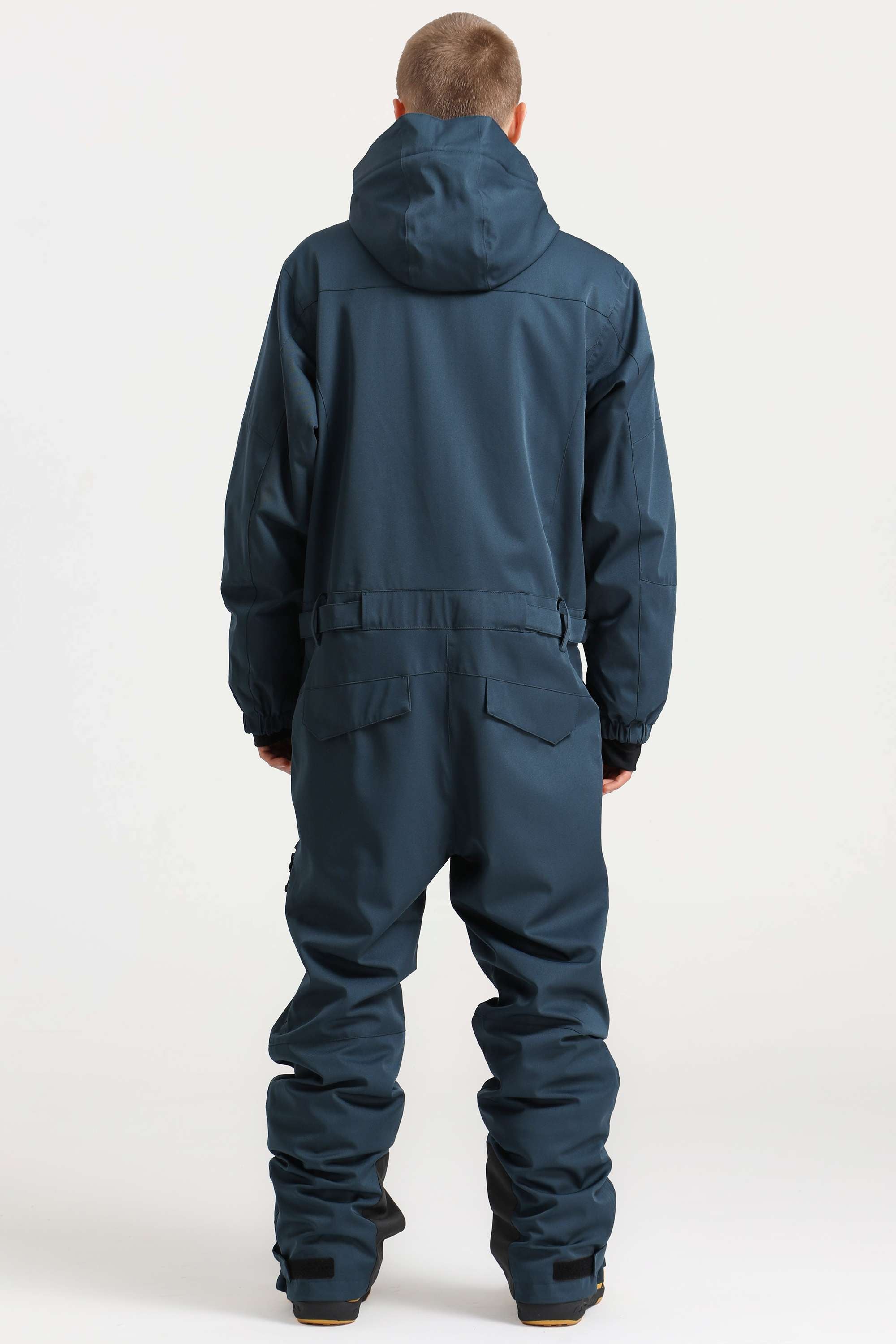 Men's Khaki Loose-Fit Waterproof & Windproof Detachable Hood One-Piece Ski Suit Snowboard Suit
