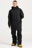 Men's Black Loose-Fit Waterproof & Windproof Detachable Hood One-Piece Ski Suit Snowboard Suit