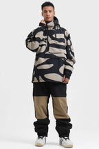 Men's Black Asymmetric Kangaroo Pocket Ski Anorak Waterproof Insulated Snow Anoraks