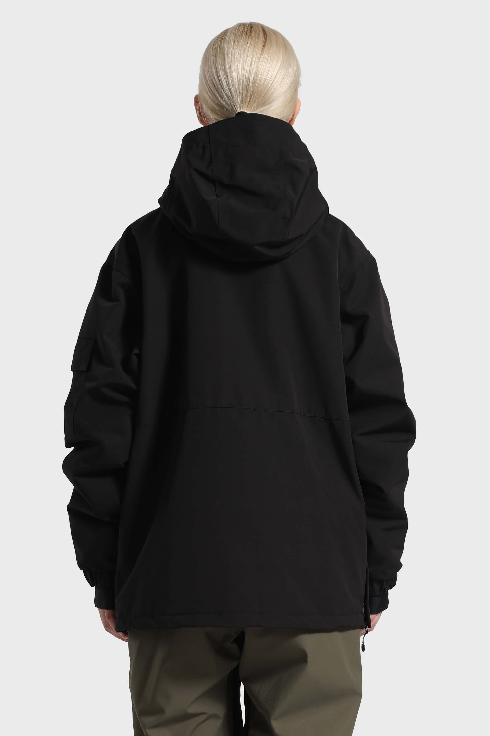 Women's Black Asymmetric Kangaroo Pocket Ski Anorak Waterproof Insulated Snow Anoraks Secondary image
